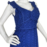 Blue Floral Embroidered Lace Dress