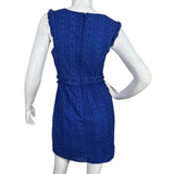 Blue Floral Embroidered Lace Dress